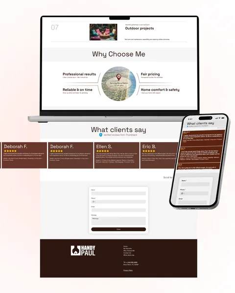 Handy Paul website sections